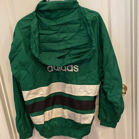 Green Vintage Adidas Windbreaker with Hood Size Medium - Picture 4 of 4